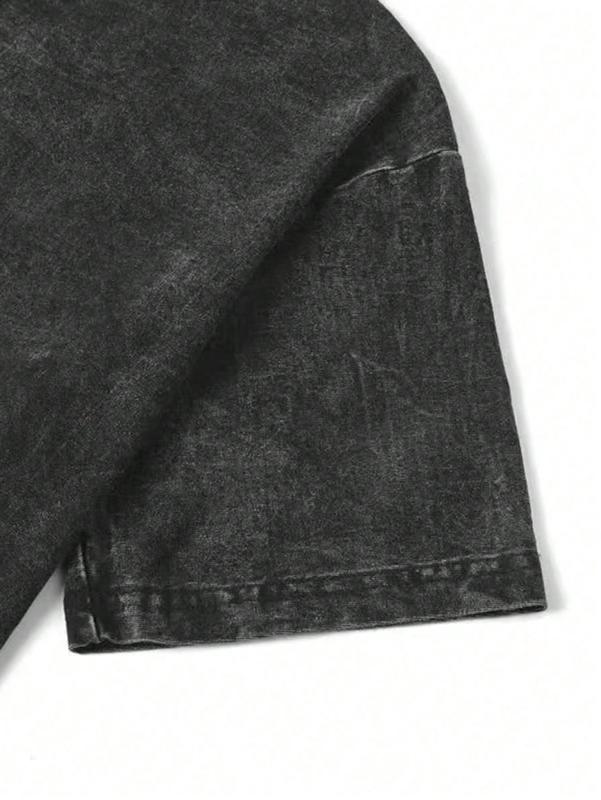 Men's 230G Heavyweight Double-Sided Washed T-Shirt - "Dirty" Vintage Truck Graphic, Round Neck Regular Fit Short Sleeve, All-Season Casual Hiking & Holiday Gifts