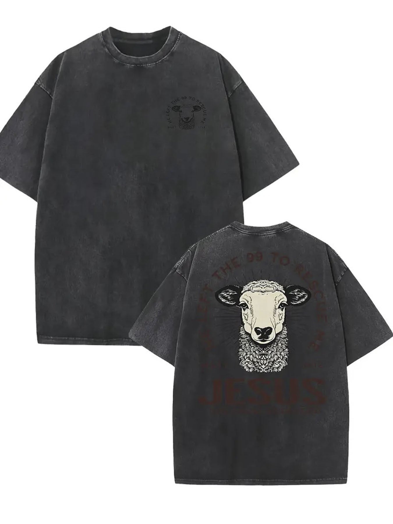 Men's Vintage Funny Religious T-Shirt - "Lord Left 99 to Save Me" Humor Design, Black Washed Cotton Tee, Machine Washable Casual Streetwear for all-Season & Faith-Based Jokes