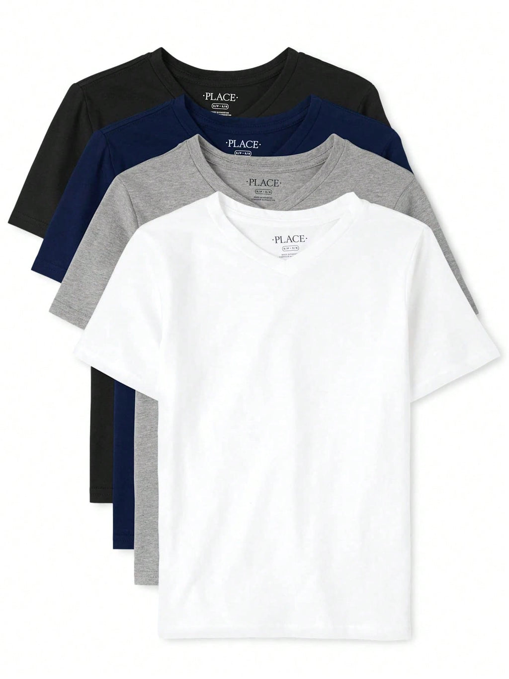 The Children's PLACE Boys Basic Short Sleeve Tee Shirt 4-Pack White Grey Navy Black1:1