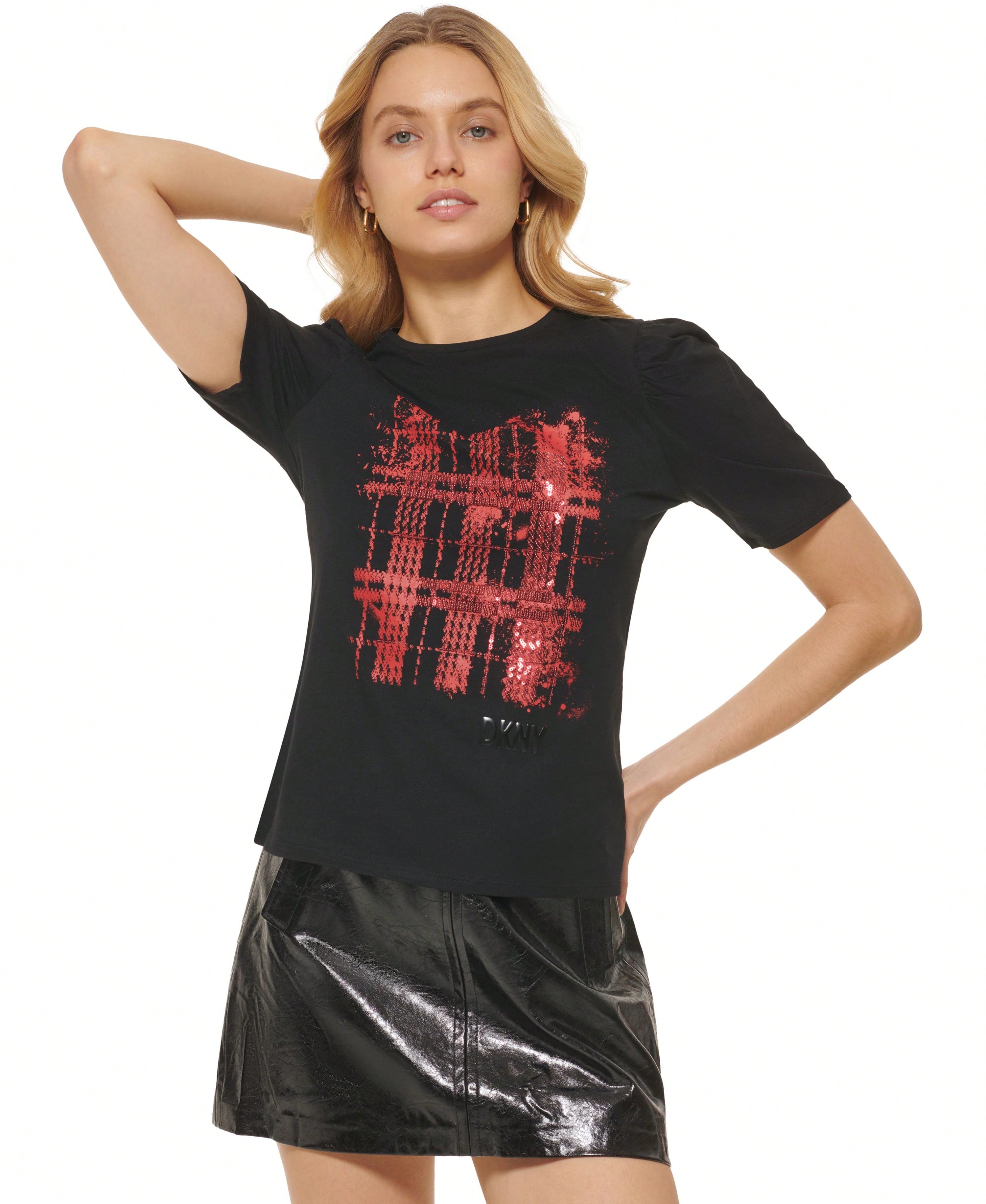 DKNY Sequin Puff Sleeve T-Shirt1:1