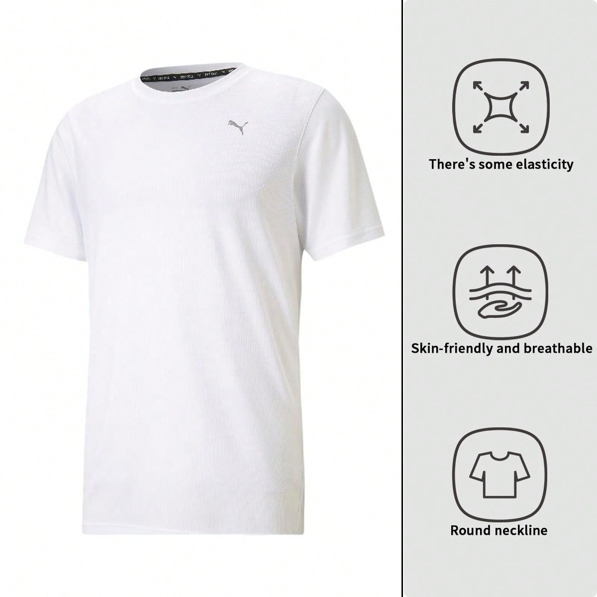 Puma T-Shirt Men's Short-Sleeved Running Casual Sports T-Shirt Loose Breathable Round Neck Short-Sleeved 520759-021:1