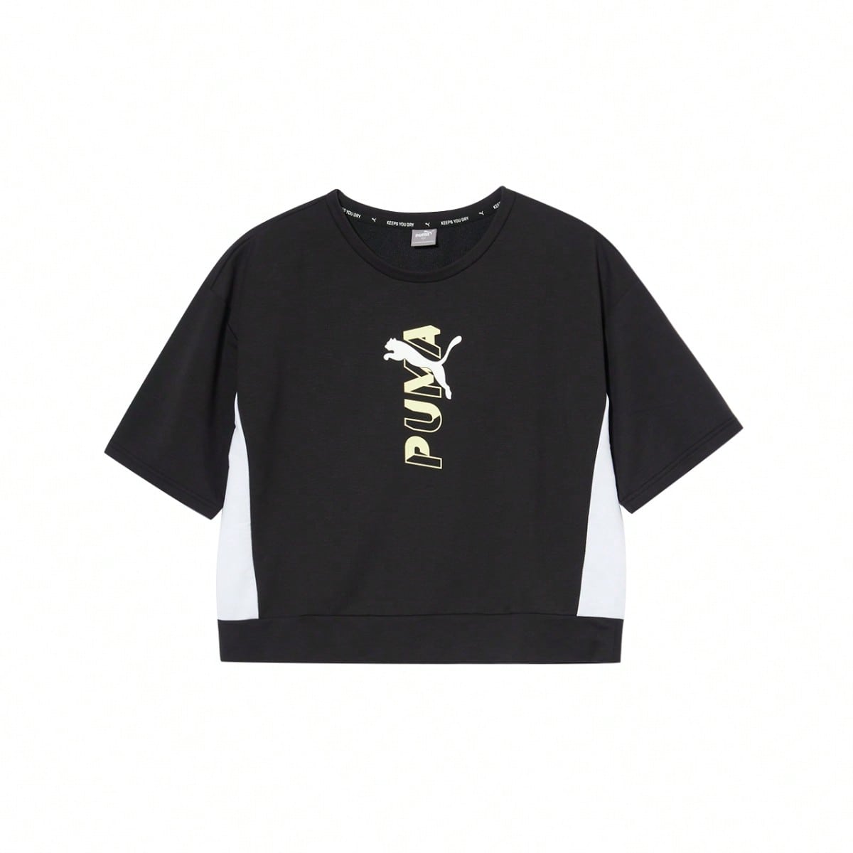 Puma Loose Fit Colorblock Round Neck Short Sleeve T-Shirt, Cropped High Waist Design, Casual &1:1