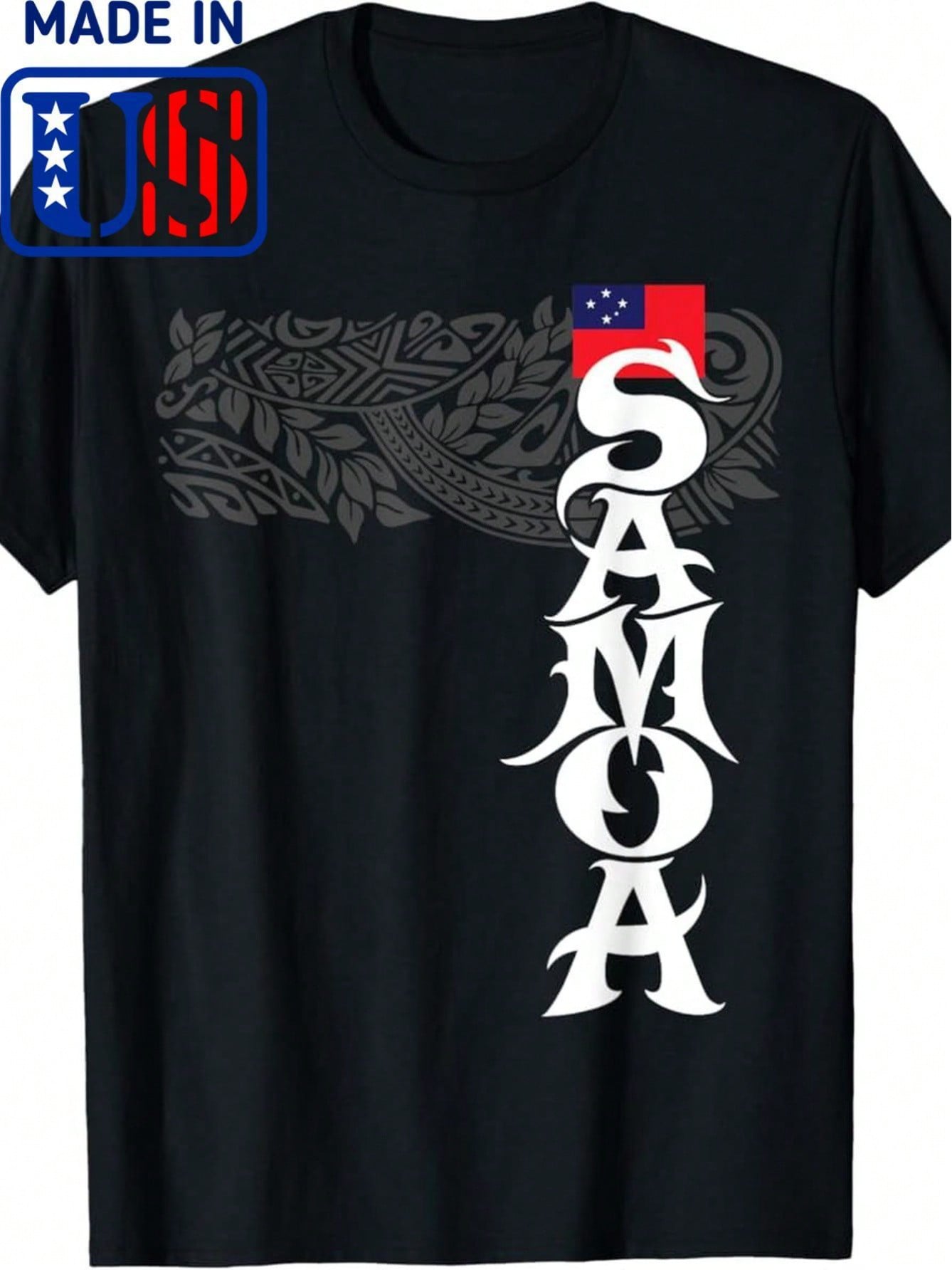 100% Made In USA, 180g American Samoa Shirt  Samoa Island Polynesian Samoan T-Shirt,Short Sleeved Shirt, Essential For Summer And Spring, Loose Casual Round Neck, Men's Letter Printed T-Shirt, Suitable For Sports Enthusiasts