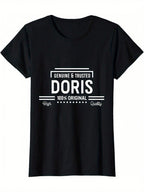 100% Doris Genuine And Trusted Funny Name T-Shirt- 220g,100% Pure Cotton Short Sleeved Shirt, Essential For Summer And Spring, Loose Casual Round Neck, Men's Letter Printed T-Shirt, Suitable For Sports Enthusiasts