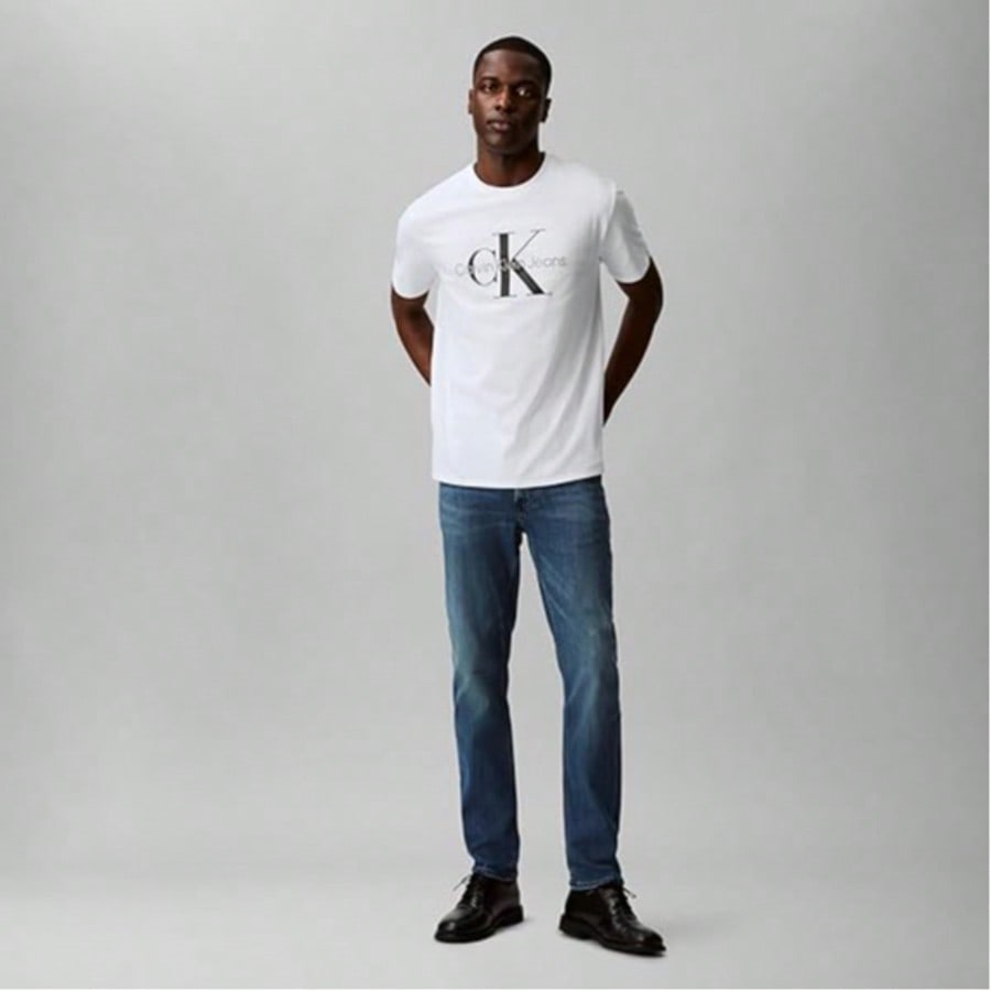 Calvin Klein Men's Signature White Logo Tee | Breathable Cotton Relaxed Fit (40DC813_103) | Limited Stock1:1