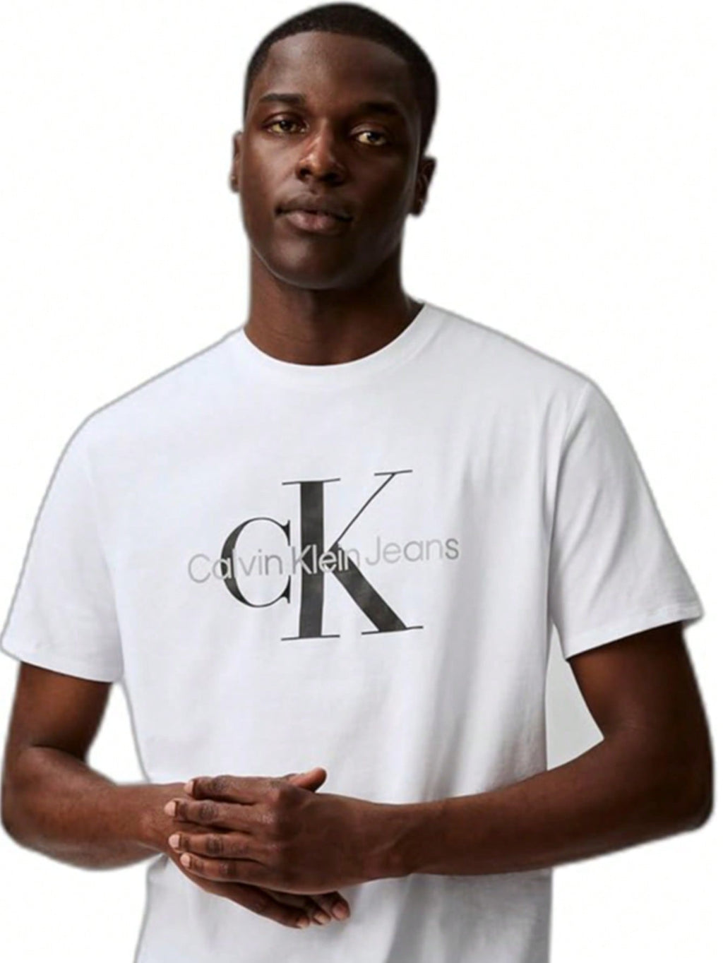 Calvin Klein Men's Signature White Logo Tee | Breathable Cotton Relaxed Fit (40DC813_103) | Limited Stock1:1