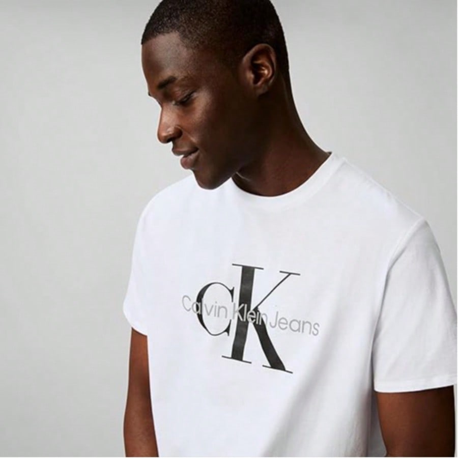 Calvin Klein Men's Signature White Logo Tee | Breathable Cotton Relaxed Fit (40DC813_103) | Limited Stock1:1