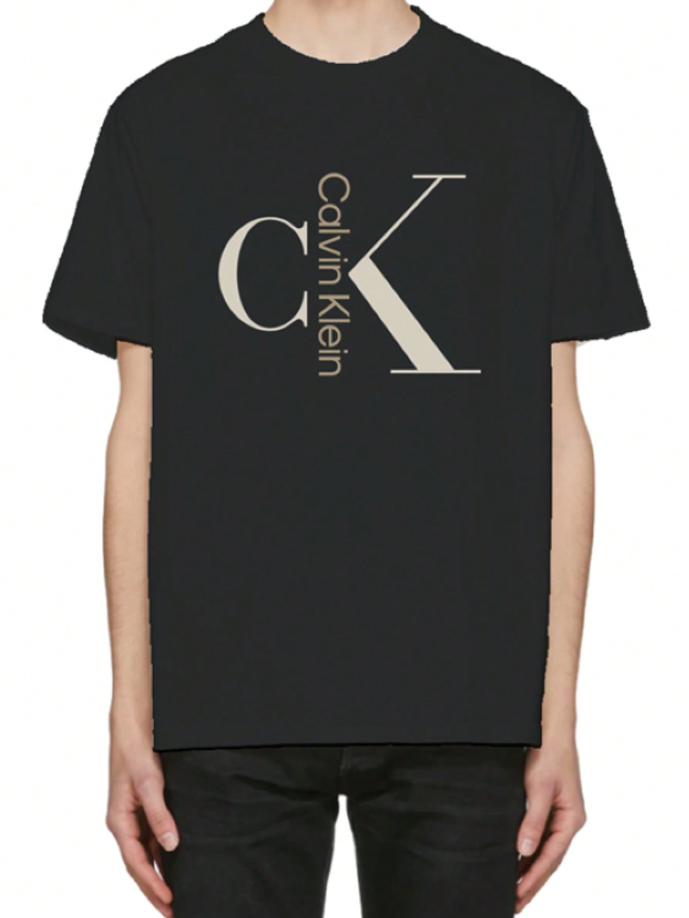 Calvin Klein Men's Monogram Logo Crewneck Tee | Style 40KC829_010 | Premium Cotton Jersey T-Shirt1:1