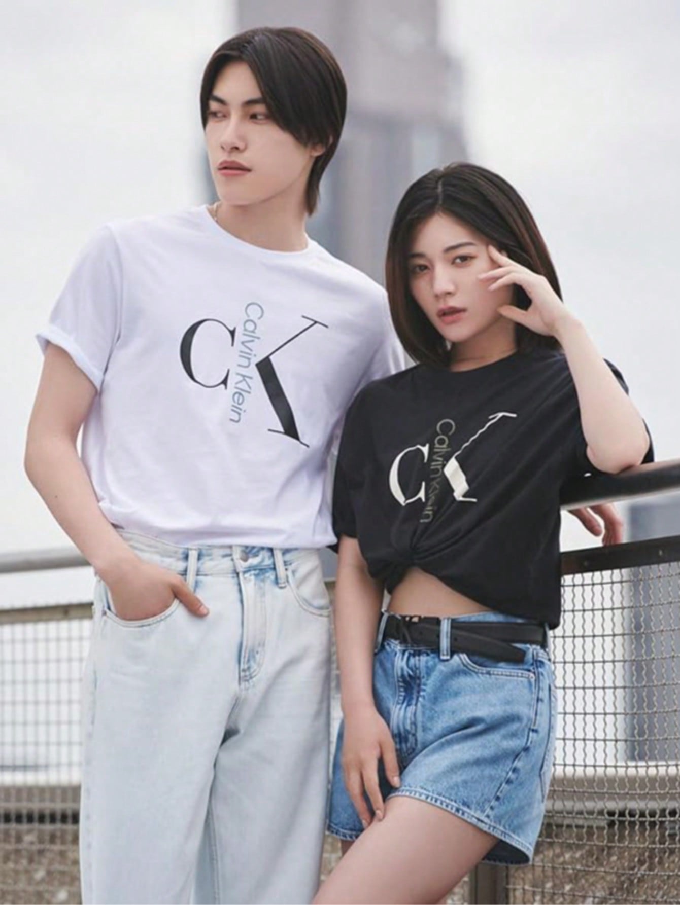 Calvin Klein Men's Text Monogram Crew Neck T-Shirt | Style 40KC829_540 | Classic Cotton Jersey Tee1:1