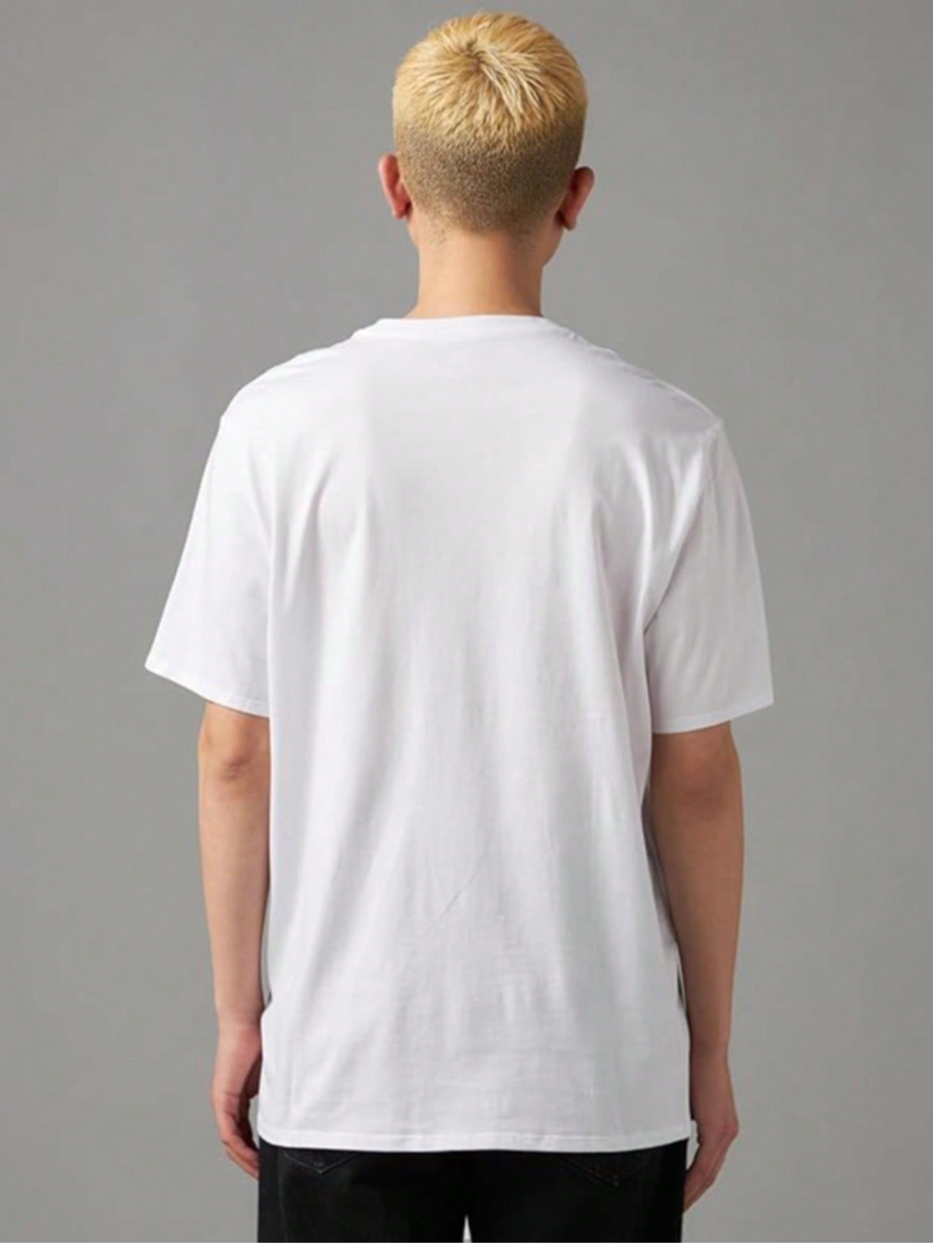 Calvin Klein Men's Text Monogram Crew Neck T-Shirt | Style 40KC829_540 | Classic Cotton Jersey Tee1:1