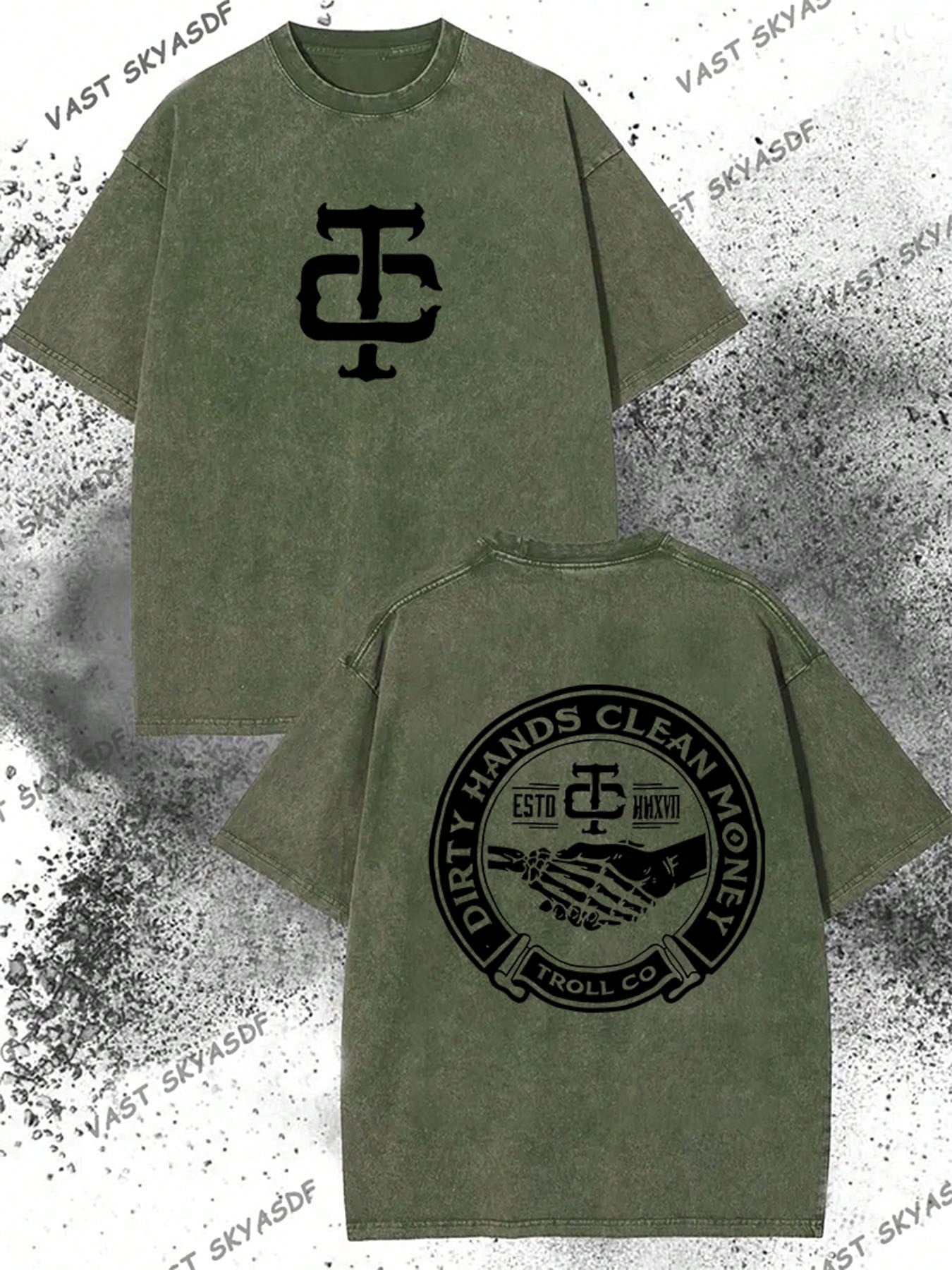 230g Washed, Dirty Hands And Clean Money Printed Men's Summer T-Shirt, High-Quality Wax Printed Cotton All Season Casual T-Shirt, Suitable For Street And Outdoor Activities, Perfect Gift For Festivals