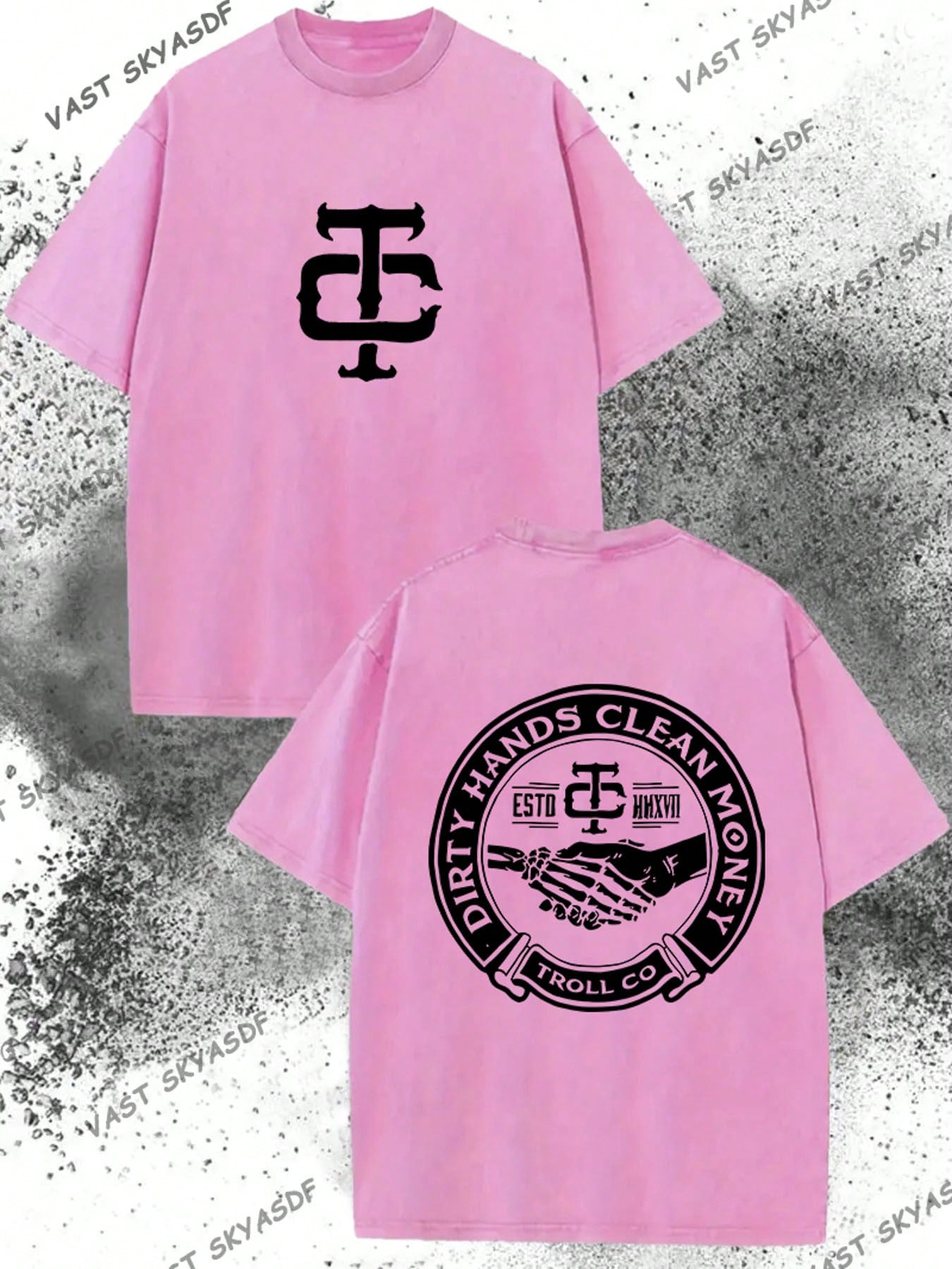 230g Washed, Dirty Hands And Clean Money Printed Men's Summer T-Shirt, High-Quality Wax Printed Cotton All Season Casual T-Shirt, Suitable For Street And Outdoor Activities, Perfect Gift For Festivals