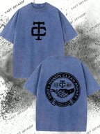 230g Washed, Dirty Hands And Clean Money Printed Men's Summer T-Shirt, High-Quality Wax Printed Cotton All Season Casual T-Shirt, Suitable For Street And Outdoor Activities, Perfect Gift For Festivals