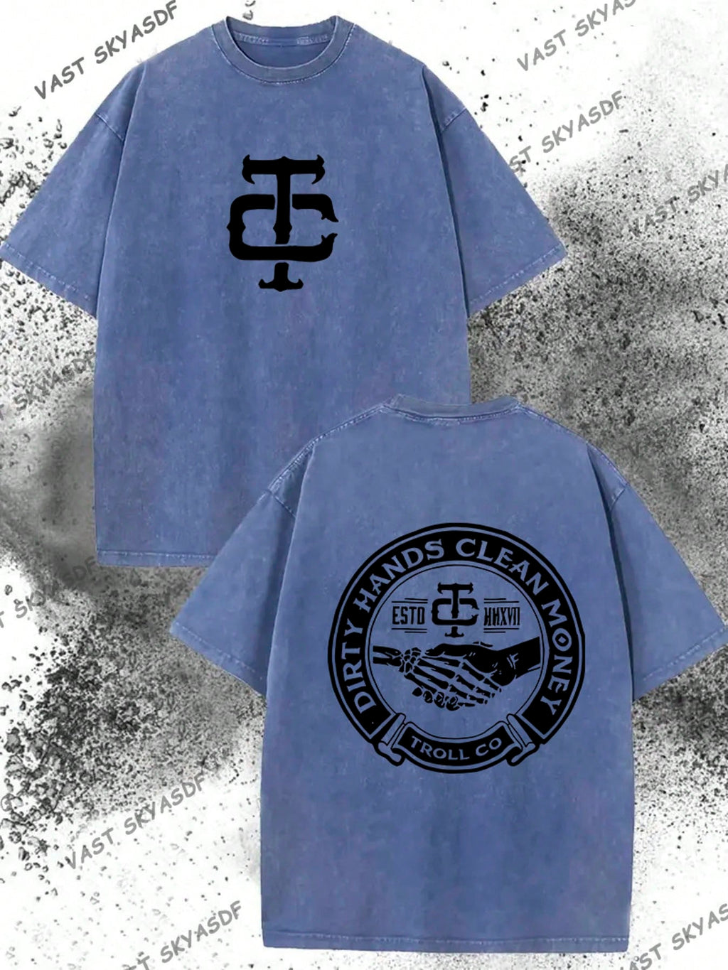 230g Washed, Dirty Hands And Clean Money Printed Men's Summer T-Shirt, High-Quality Wax Printed Cotton All Season Casual T-Shirt, Suitable For Street And Outdoor Activities, Perfect Gift For Festivals