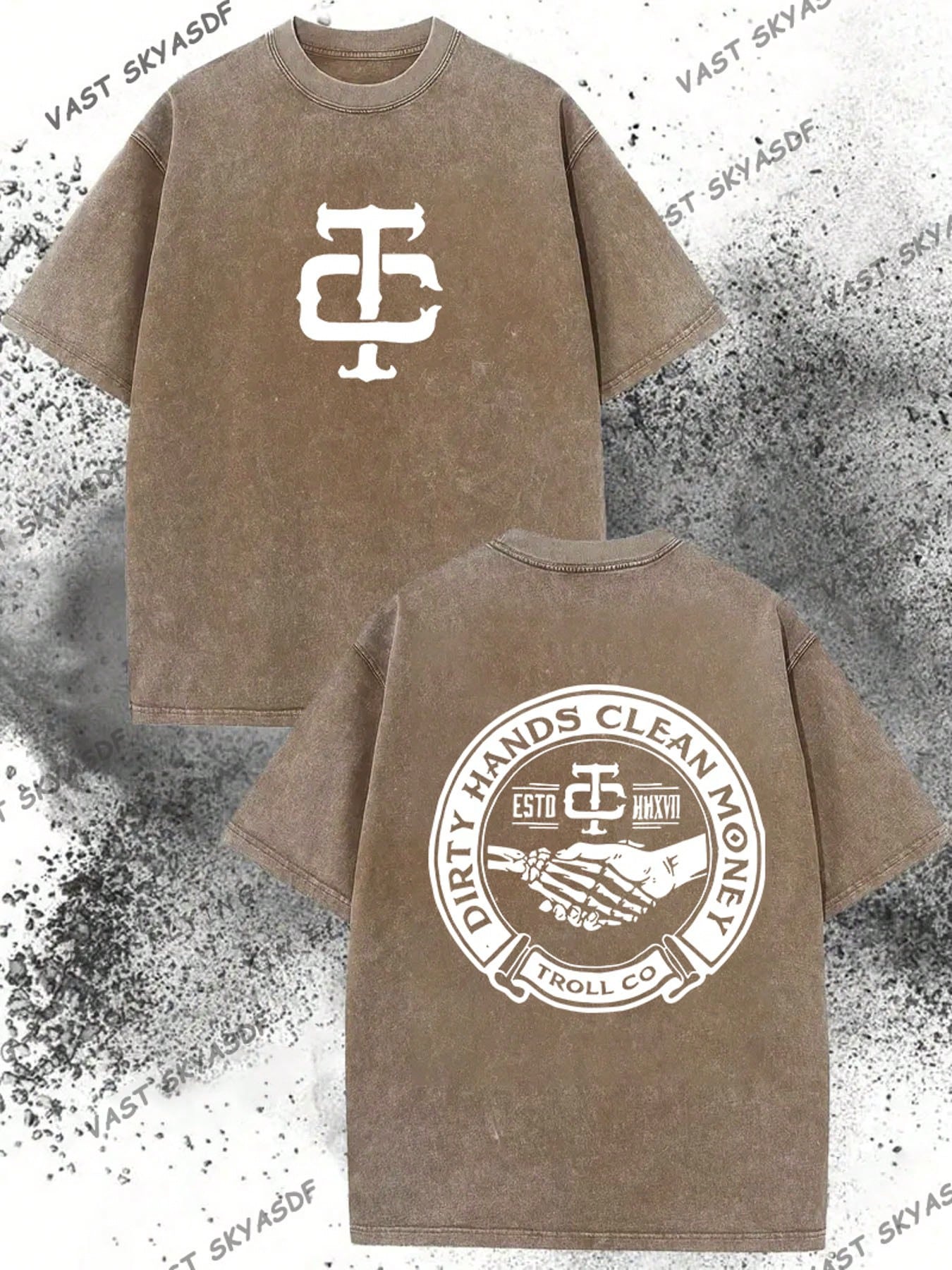 230g Washed, Dirty Hands And Clean Money Printed Men's Summer T-Shirt, High-Quality Wax Printed Cotton All Season Casual T-Shirt, Suitable For Street And Outdoor Activities, Perfect Gift For Festivals