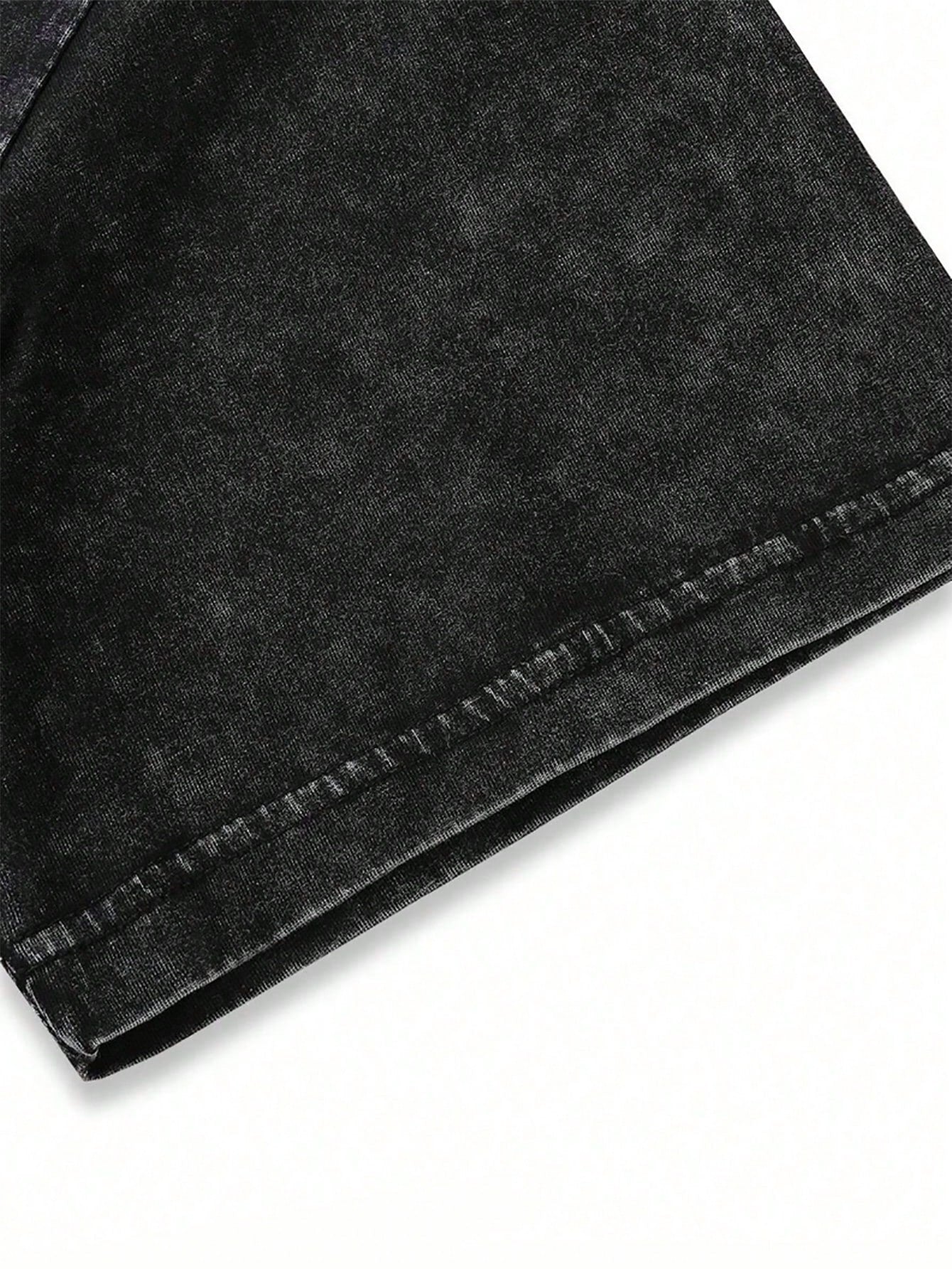 [BOYHELP Brand Light Luxury Clothing Summer  Halloween Explosive Limited Edition Gift]American Fashion Brand Street Washed Vintage T-Shirt Black I Support A MAN'S RIGHT TO SHUT THE  UP Print Casual Daily Wear1:1