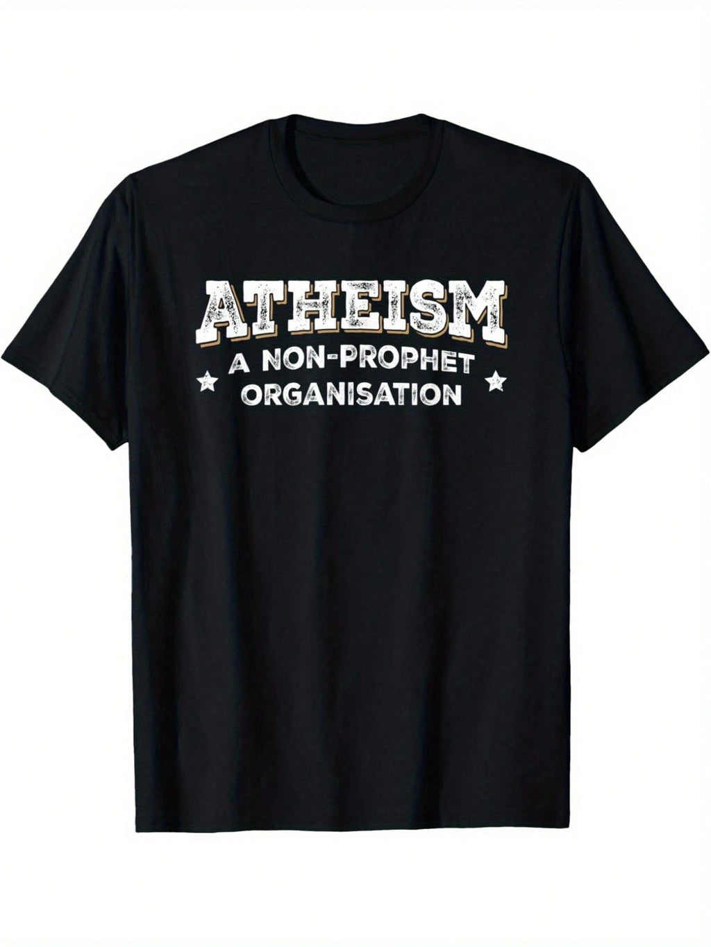 1pc 100% Cotton Funny Atheist T-Shirt - Atheism A Non- Organisation Graphic Print, Black With White Text, Short Sleeve, Round Neck, Casual Fit For Men & Women, Machine Washable,100% Pure Cotton Short Sleeved Shirt, Essential For Summer And Spring, Loose C