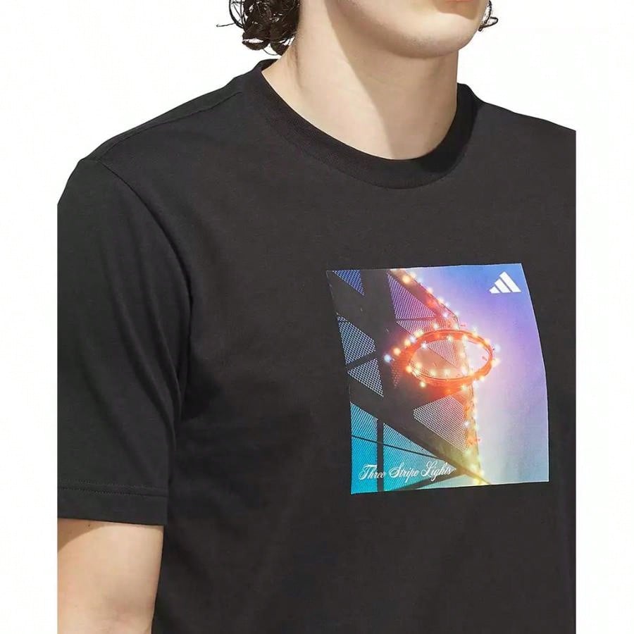Adidas Men's 3-Stripes Lights Hoops Graphic Crewneck T-Shirt |  | Men Sports Tees & Tanks1:1
