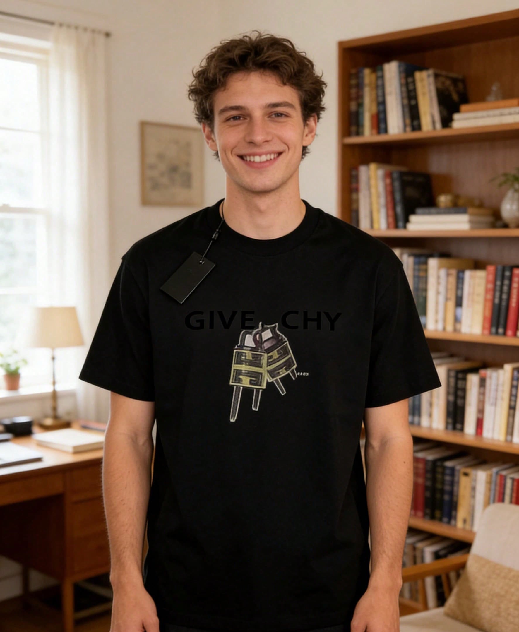 Bestselling Summer Men's T-Shirt1 PcsLZJSHOP-2025gicechy Loose Summer Casual Light Luxury Short Sleeve Top New Round Neck Printed Same Style Letter Unisex T-Shirt180g 100% Cotton,Summer Clothes1:1