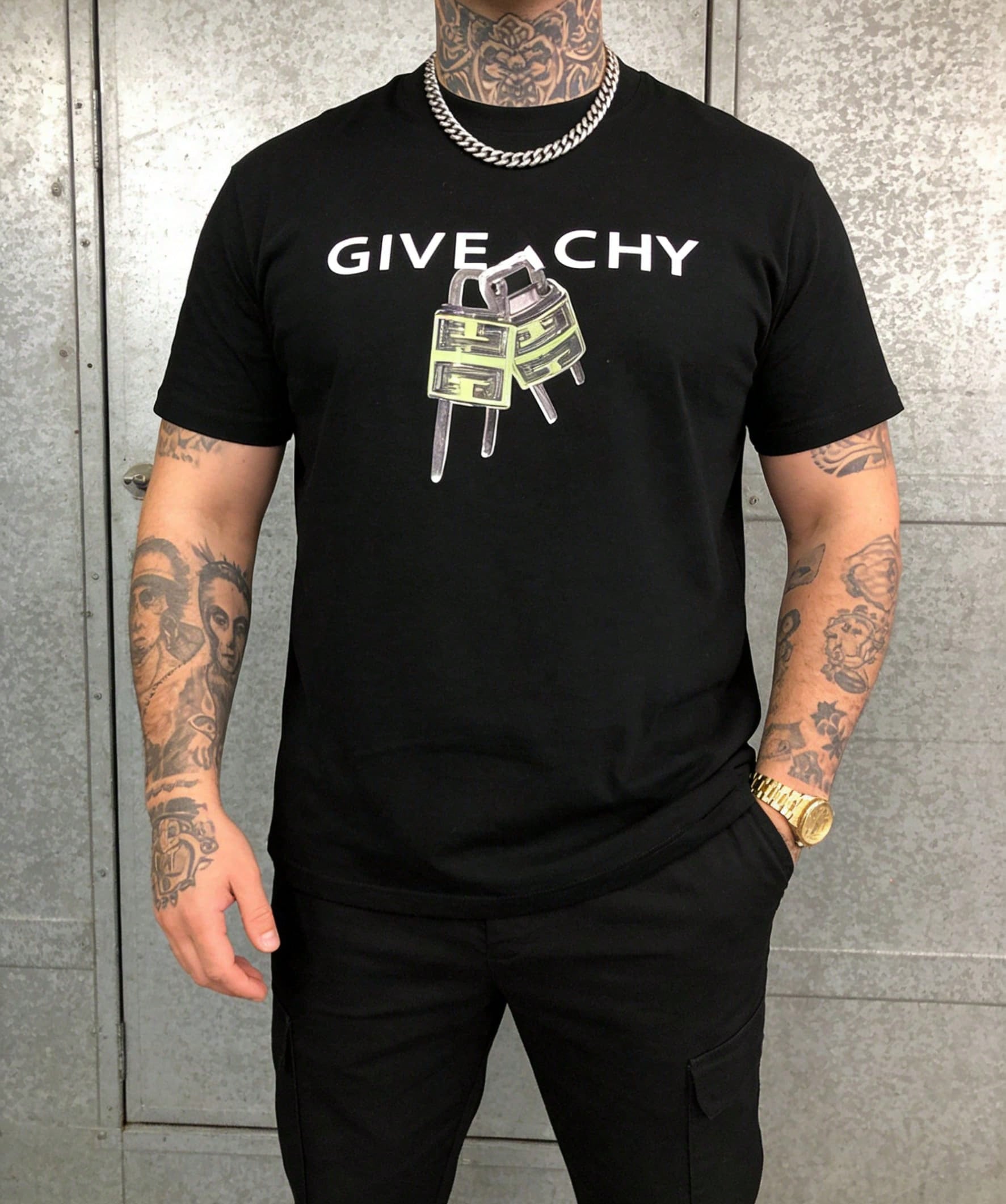 Bestselling Summer Men's T-Shirt1 PcsLZJSHOP-2025gicechy Loose Summer Casual Light Luxury Short Sleeve Top New Round Neck Printed Same Style Letter Unisex T-Shirt180g 100% Cotton,Summer Clothes1:1