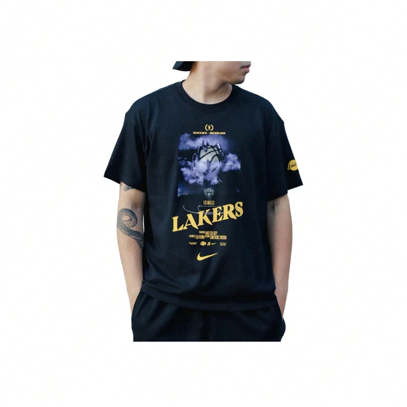 Nike X Courtside  Letter Logo Print Casual Round Neck Fashion Short Sleeve T-Shirt Black Tops Men1:1