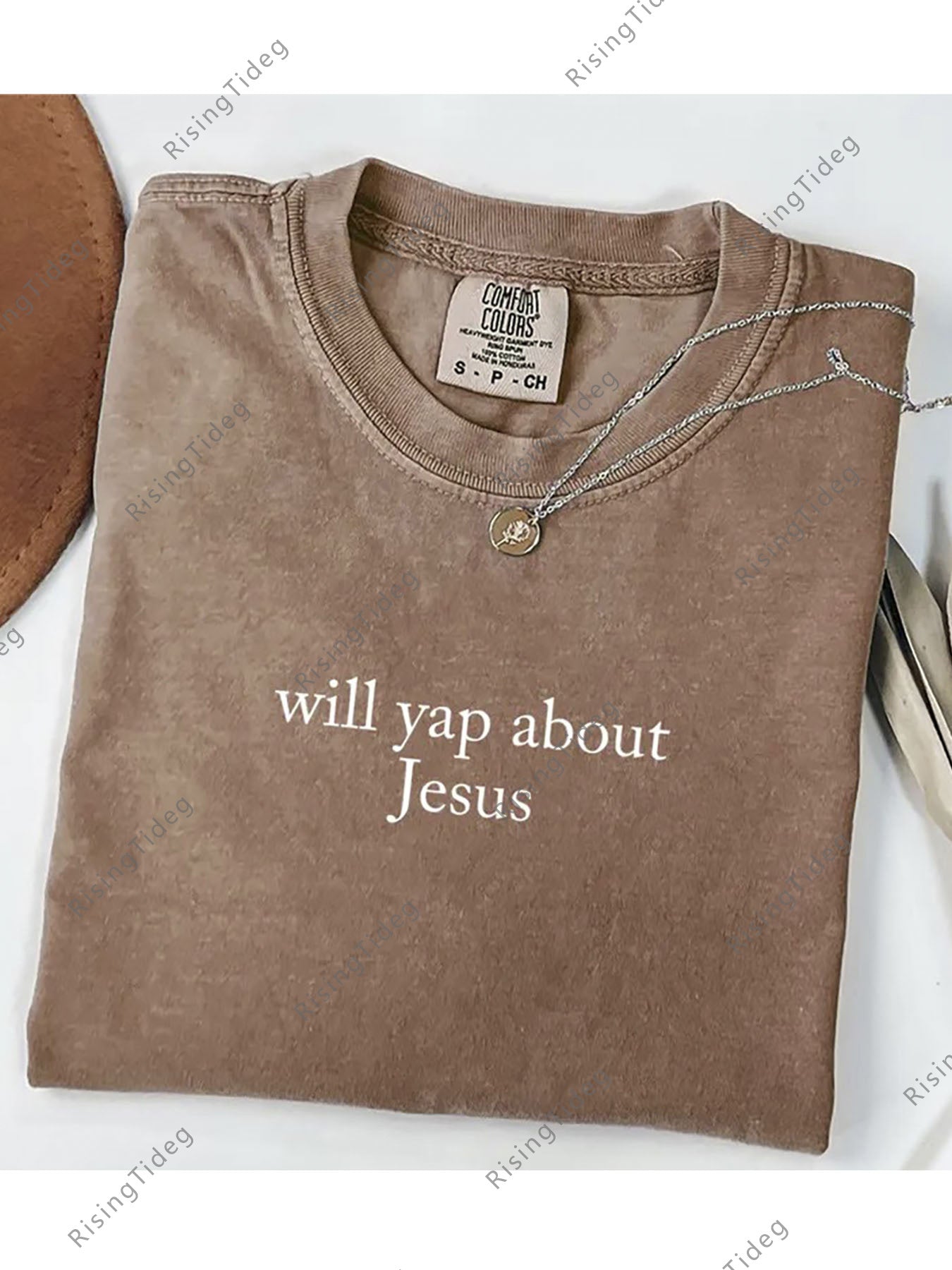 Men'S 230g Heavyweight 100% -Themed T-Shirt - Vintage Washed Khaki Short Sleeve with "Will Yap About " Print, Breathable Round Neck Casual Top for All Seasons, Machine Washable Christian Gift for Holidays & Casual Attire, Sweat-Resistant