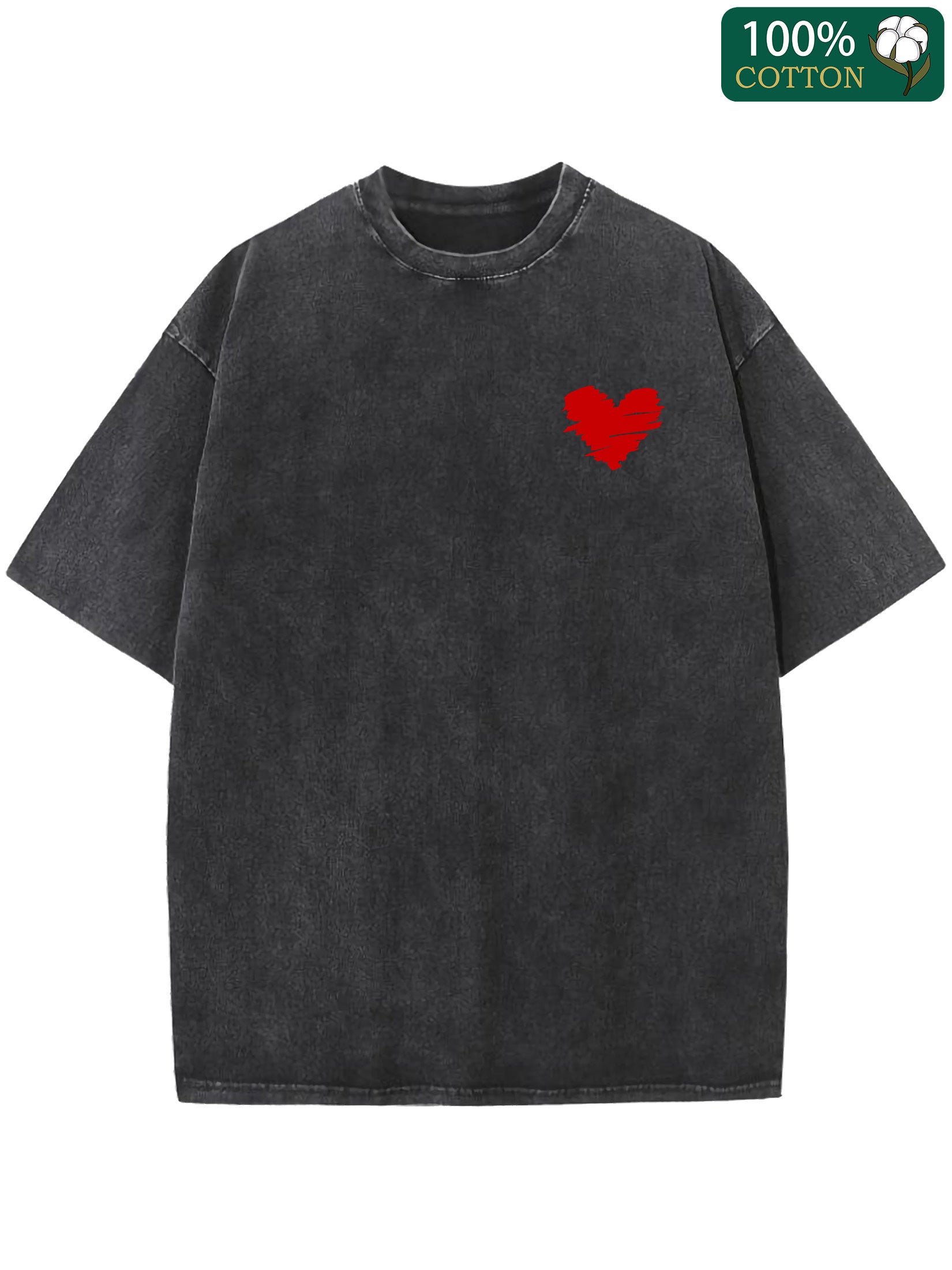 & Heavyweight 230g Thickened Cotton T-Shirt - Vintage Washed Wax-Dyed Round Neck Tee with A-Z Letter Print (Compatible for Matching, Casual Streetwear) - Unisex All-Season Wear 230gsm