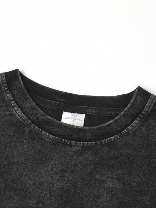 Men's Vintage Washed Cotton T-Shirt - "Dirty Hands Clean Money" Graphic Print, 230g Crew Neck Short Sleeve, Casual Street Style, Machine Washable Spring/Summer Comfort Top 90s  graphic  tees