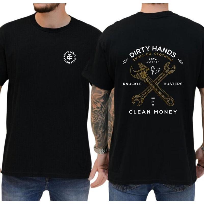 Dirty Hands Tool Co. T-Shirt – Bold Wrench Graphic with “Knuckle Busters Clean Money” Slogan, Built for Hard Workers, Unisex Streetwear Tops