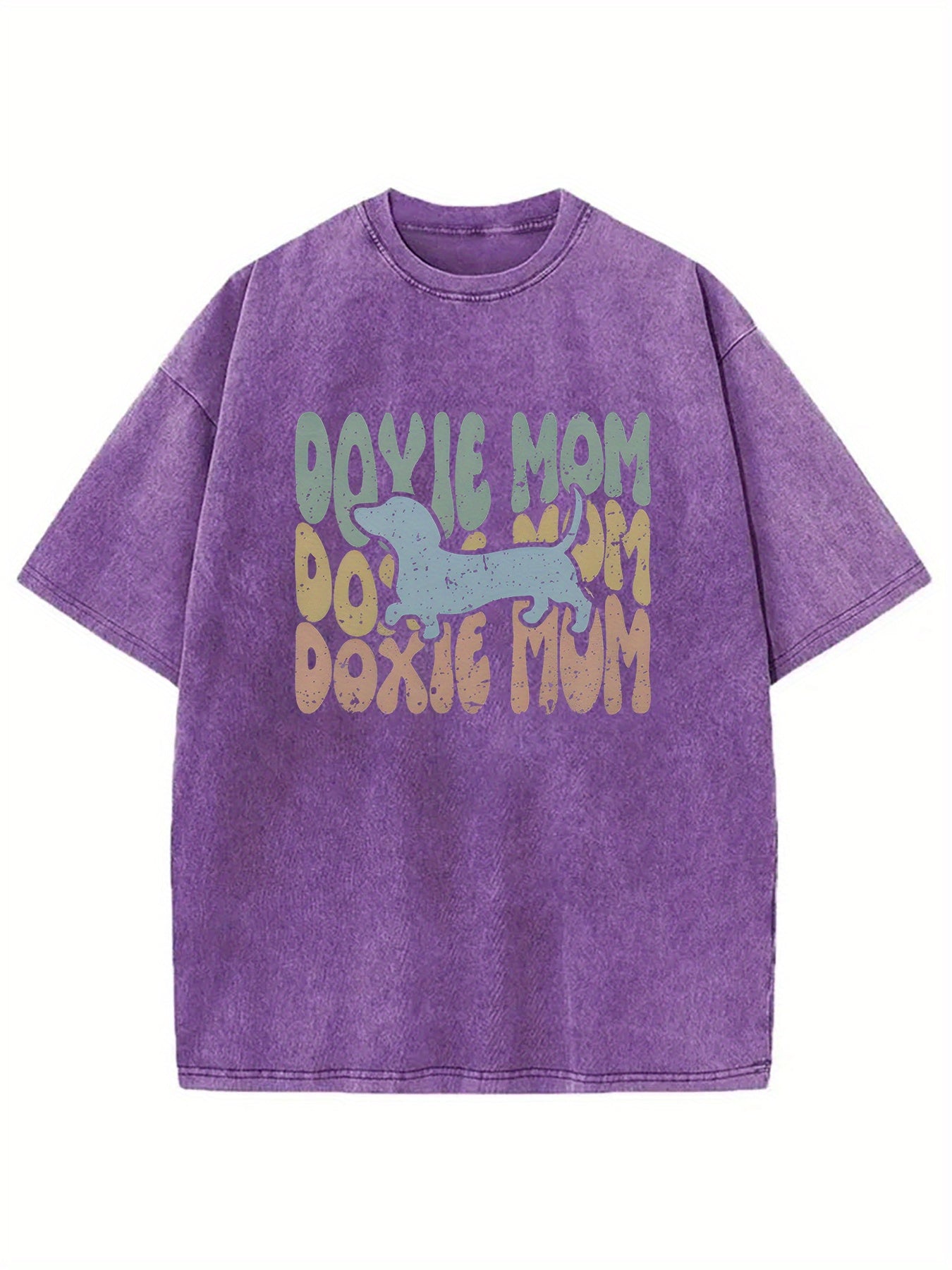 1pc, Vintage Washed "Doyle Mom" Pattern T-Shirt | Casual Loose Fit, Short Sleeve, Crew Neck, Perfect Summer Gift for Men