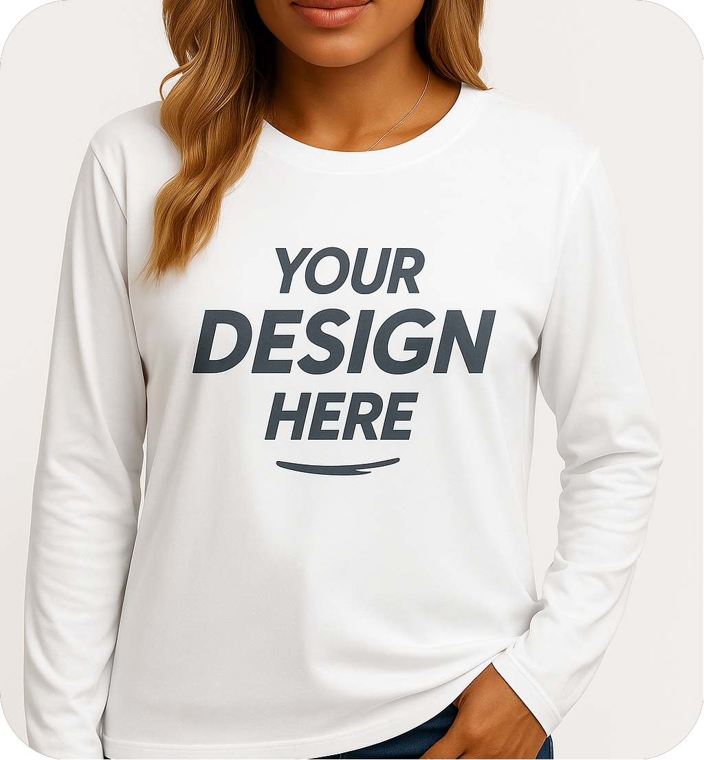 Women's round neck long-sleeved T-shirt
