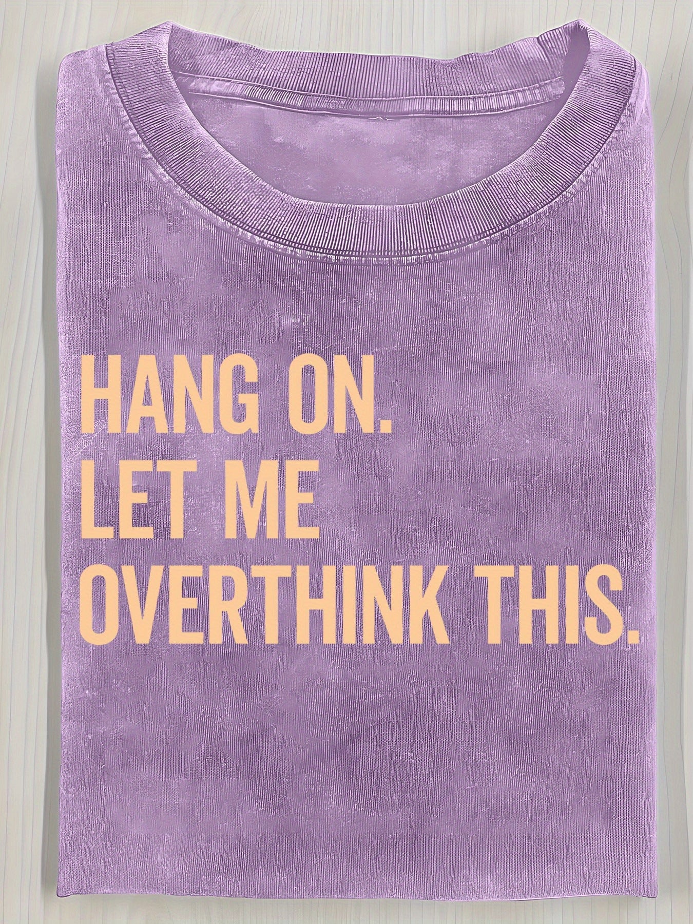 1pc Vintage Washed "Wait a Minute, Let Me Think About It" Print Short Sleeve T-Shirt | Casual Street Style, Round Neck, Perfect Gift for Men, Summer Essential, Machine Washable, Durable Knitted Fabric