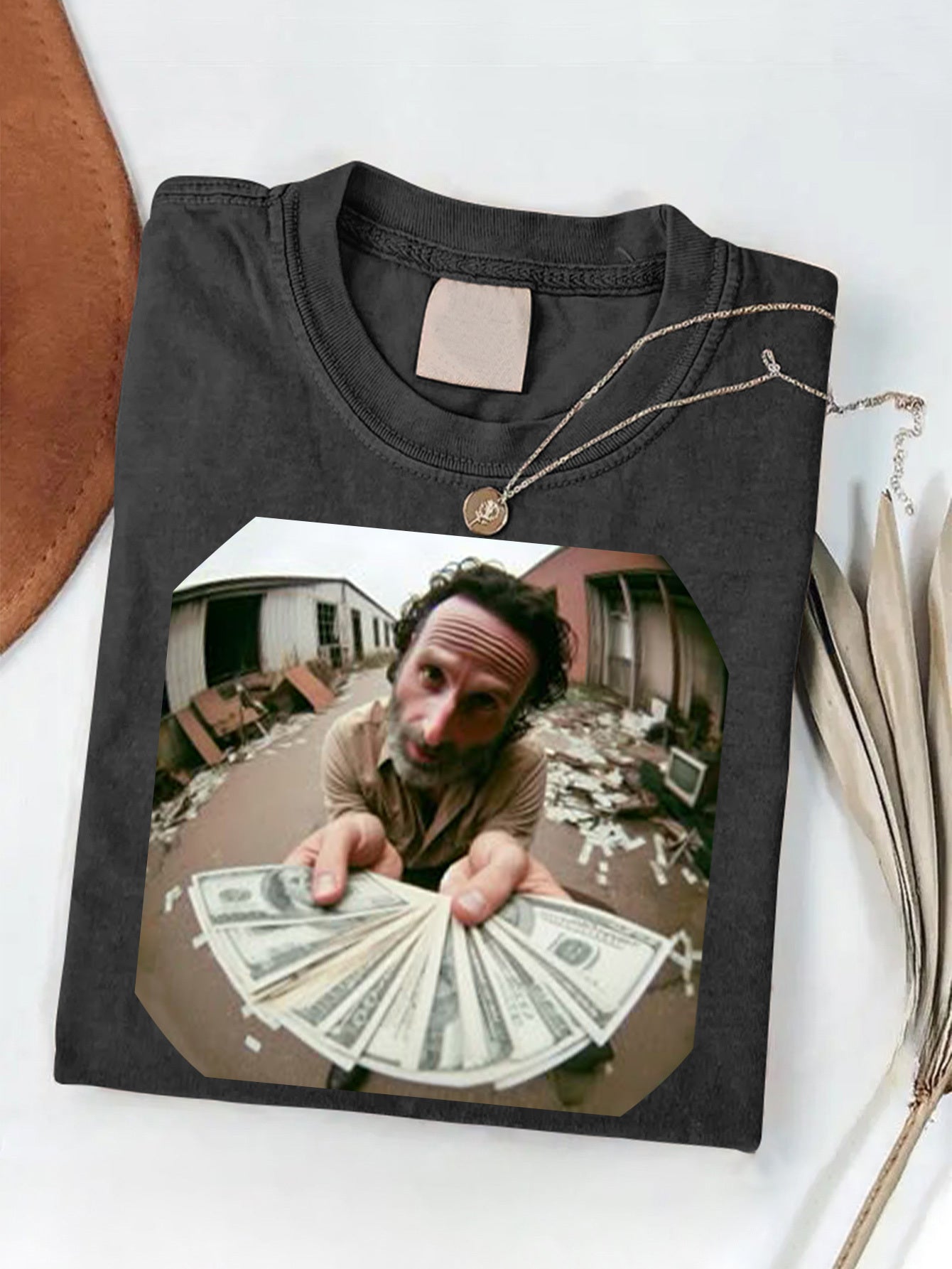 230g Heavyweight Vintage Washed Double-Sided Print T-Shirt | One Piece, Pure, Crew Neck, All-Season, Casual Style, Simple and Casual, Geometric Pattern, Perfect for Adults, Slight Stretch Fabric, USD.