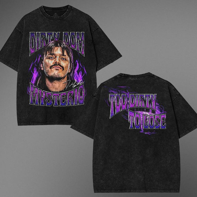 DIRTY DOM DOMINIK MYSTERIO Washed T-Shirt Wrestling Shirt WWE Fans WWE Tee Menswear Cotton Crewneck Premium American Made Acid Washed 100% Cotton