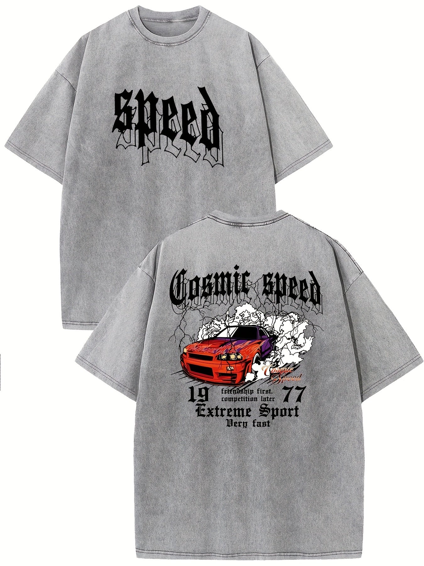 Men's Vintage Washed Cotton T-Shirt - Soft Breathable Relaxed Fit Short Sleeve Tee with Drop Shoulder, Round Neck Casual Summer Top, Machine Washable for all-Season Wear (Old-Fashioned Style)