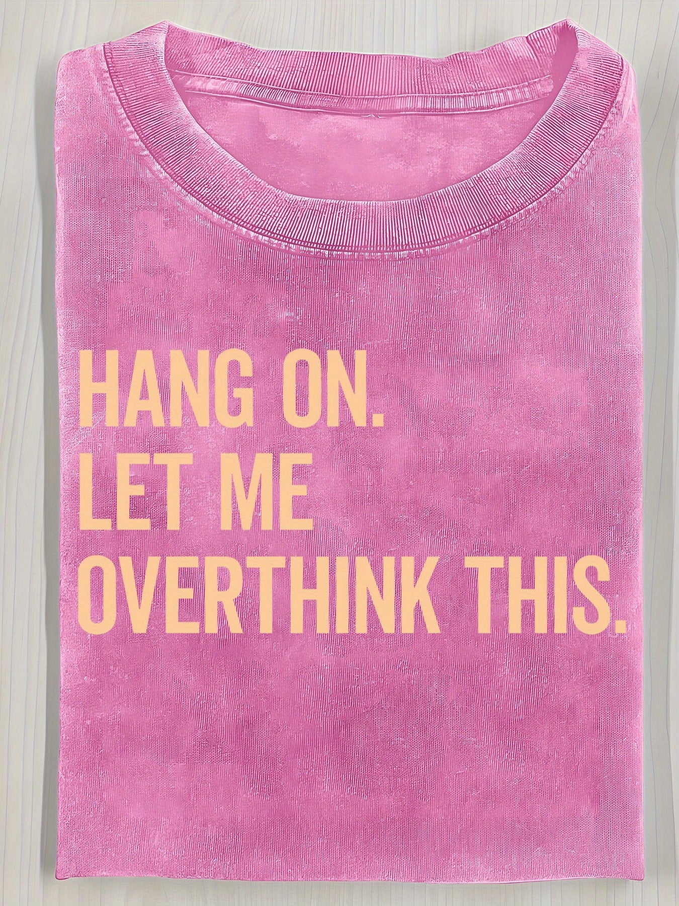 1pc Vintage Washed "Wait a Minute, Let Me Think About It" Print Short Sleeve T-Shirt | Casual Street Style, Round Neck, Perfect Gift for Men, Summer Essential, Machine Washable, Durable Knitted Fabric