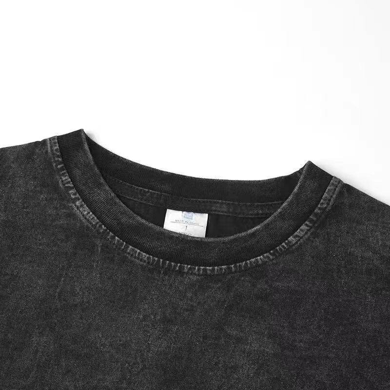 Fashionable 100% Cotton Washed Distressed Colored T-Shirt