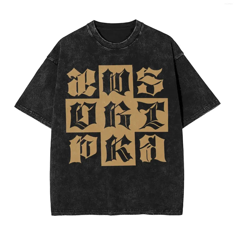 Men's T Shirts Harajuku Washed Aespas Dirty Work 2025 Kpop Outfit Novelty Shirt Oversize Streetwear Cotton Printed Tops Tees