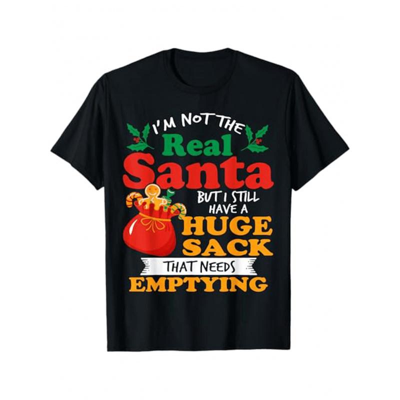 Dirty Santa T-Shirt Funny Christmas Party Gift - "I Have a Big Package for You" Naughty Slogan, 100% Cotton 180gsm Loose Fit Unisex Tee for Men & Women (S-XXXL) - Ugly Sweater & Holiday Humor Apparel