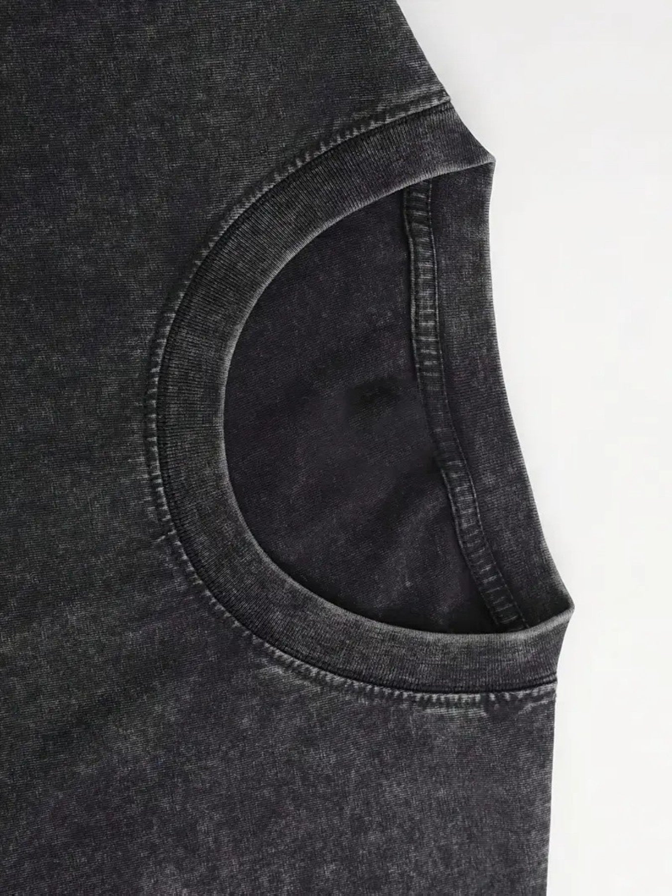 Men's Heavyweight 230g Washed Cotton T-Shirt - Vintage Distressed Loose Fit Crew Neck, Casual & Halloween Shirt Suitable for Year-Round Wear, Machine Washable Retro Style Top