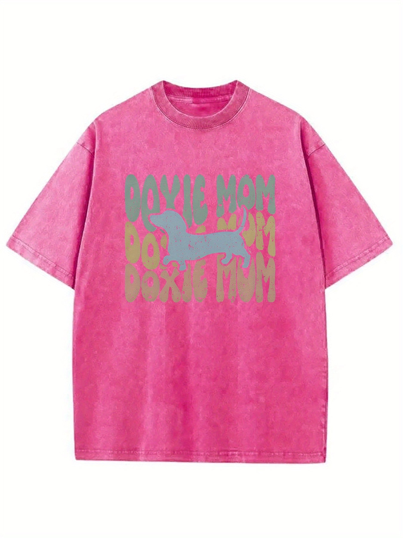 1pc, Vintage Washed "Doyle Mom" Pattern T-Shirt | Casual Loose Fit, Short Sleeve, Crew Neck, Perfect Summer Gift for Men