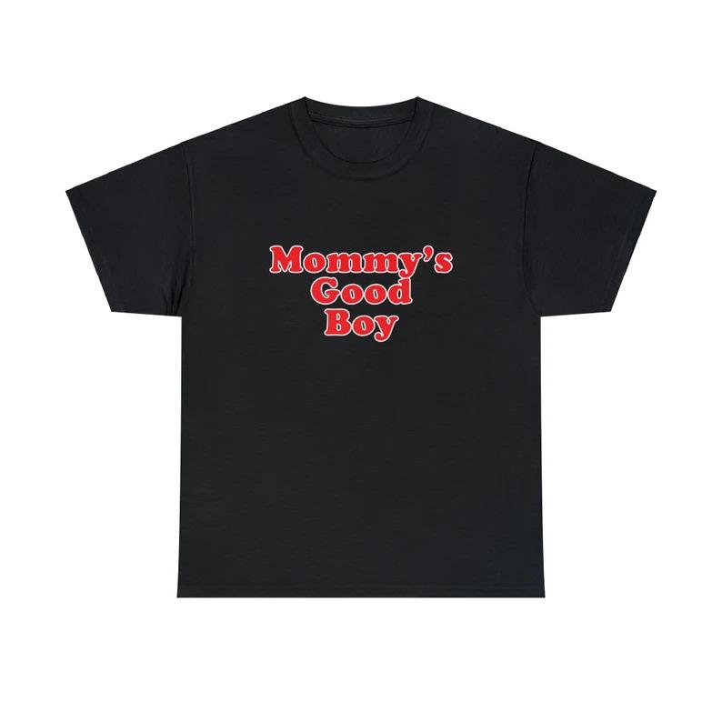 Mommy's Good Boy Unisex Heavy Cotton Tee Ironic Iconic Shirt Y2K Sarcastic Adult Dirty Parody Romantic Couples Gift for Him Funny Meme, Adult funny T-shirt, Gift for Woman and Man