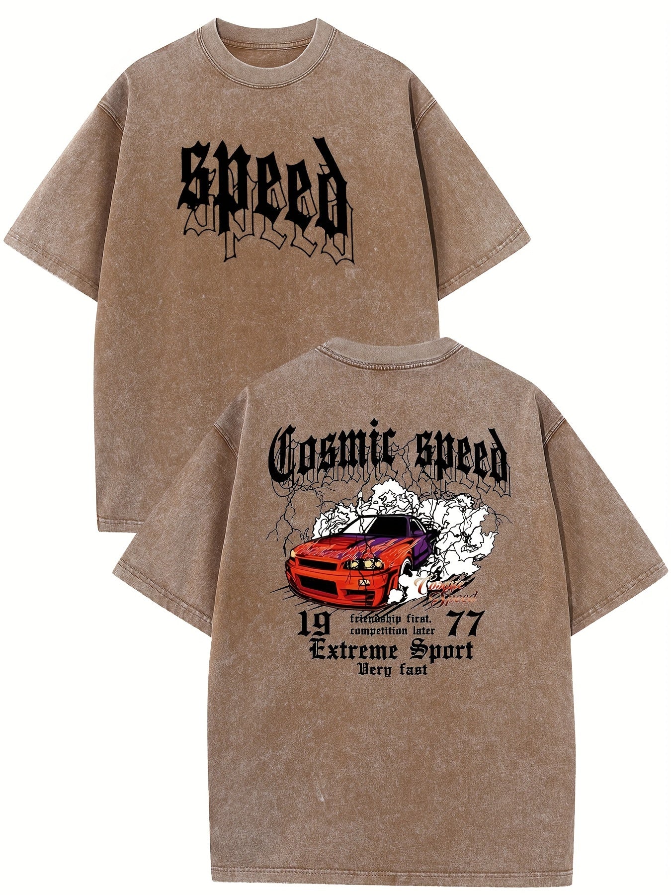 Men's Vintage Washed Cotton T-Shirt - Soft Breathable Relaxed Fit Short Sleeve Tee with Drop Shoulder, Round Neck Casual Summer Top, Machine Washable for all-Season Wear (Old-Fashioned Style)