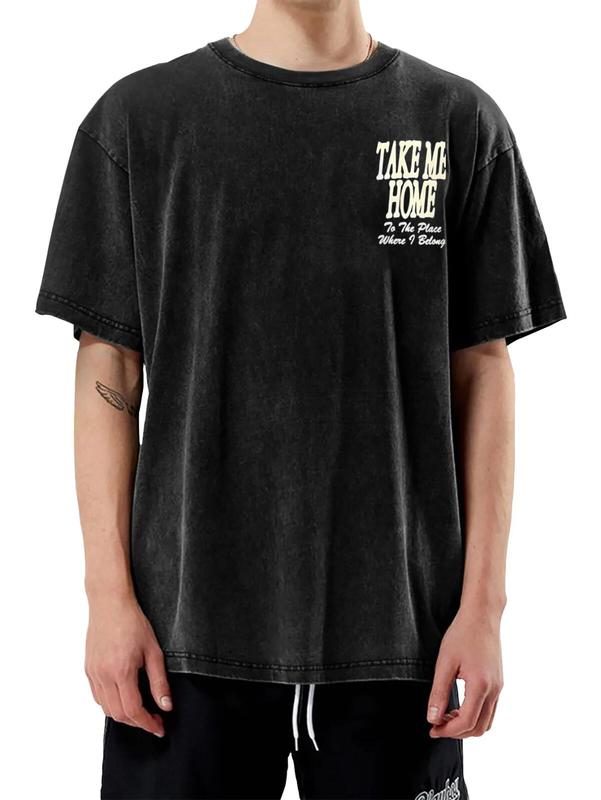 Eyesoul Take Me Home Dirtyfit T-Shirt Short-Sleeved Washed Denim Fashion Summer Cotton Stylish Design Tee