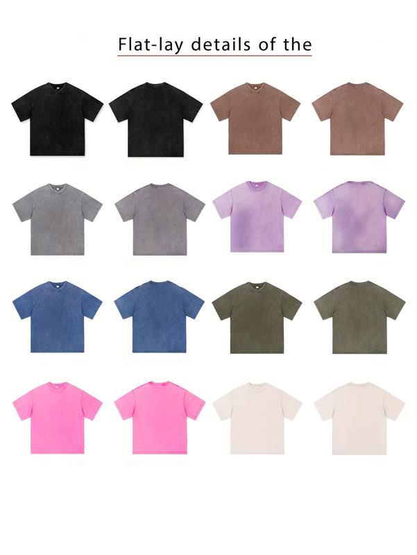 Men's Vintage Washed Cotton T-Shirt - "Dirty Hands Clean Money" Graphic Print, 230g Crew Neck Short Sleeve, Casual Street Style, Machine Washable Spring/Summer Comfort Top 90s  graphic  tees