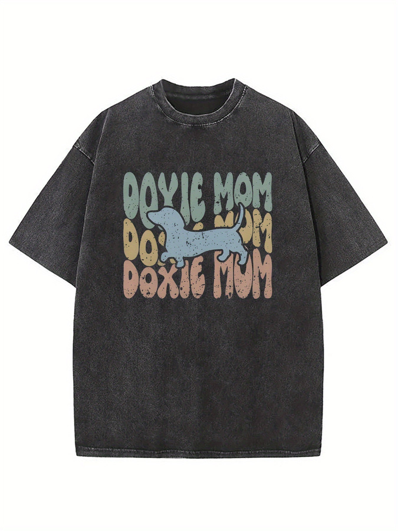 1pc, Vintage Washed "Doyle Mom" Pattern T-Shirt | Casual Loose Fit, Short Sleeve, Crew Neck, Perfect Summer Gift for Men