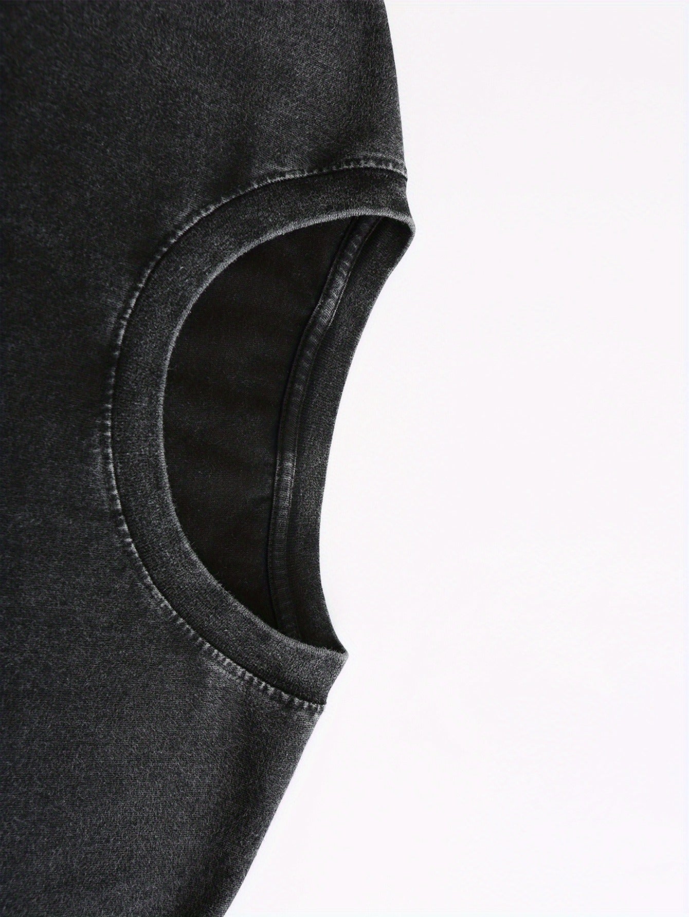 Men'S Vintage Washed Cotton T-Shirt- 'Dirty Thirty' Pattern, Short Sleeve, Crew Neck, Black Casual Summer Adult T-Shirt