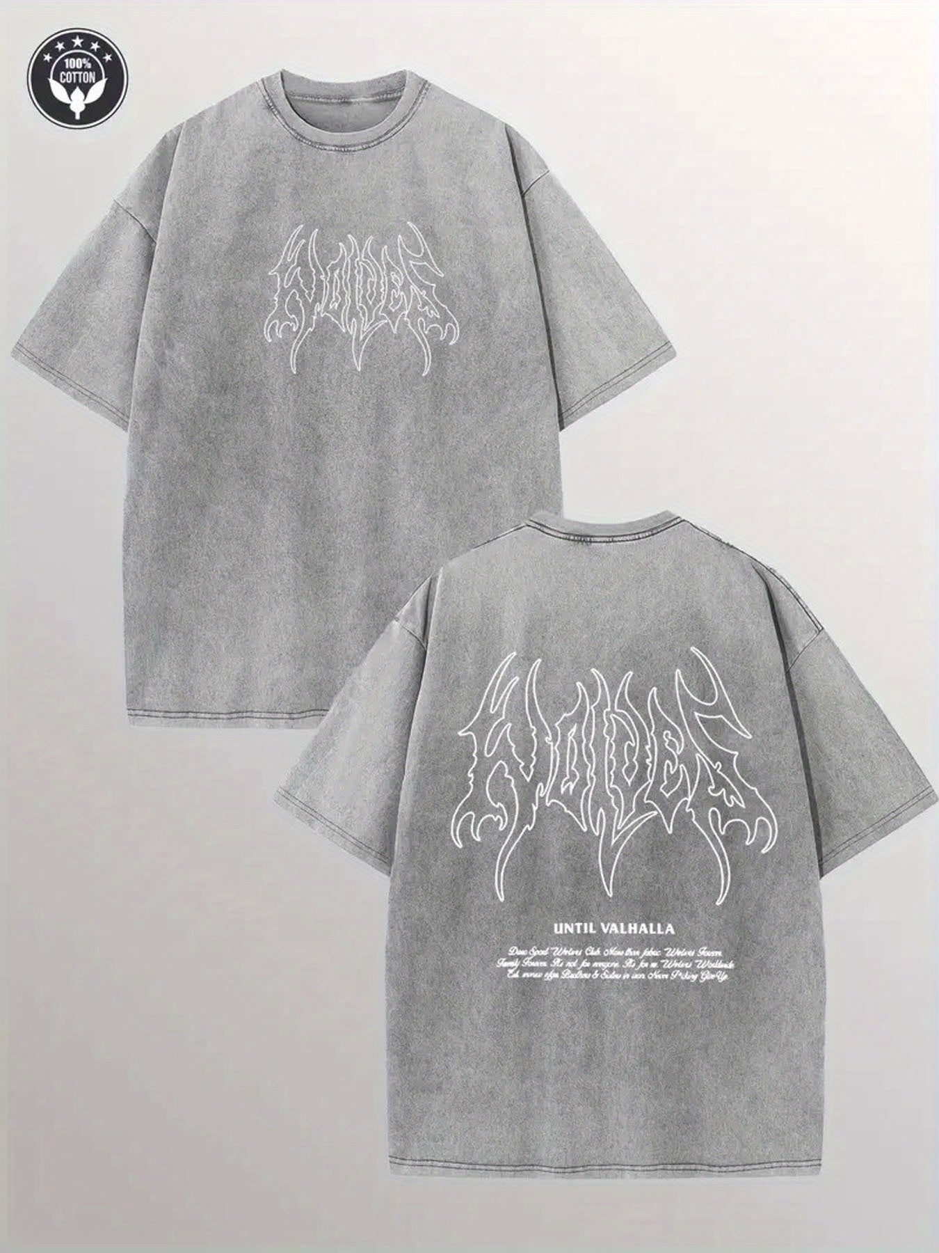 1pc, 230g Vintage Washed Cotton- "Someone's Calling Me" Pattern Print, Brown with White Flame Design, Casual Street Style, Machine Washable, Suitable for Summer and Holiday Gifts, All-Season Clothing| Vintage effect| Thick fabric, Everyday Outfit