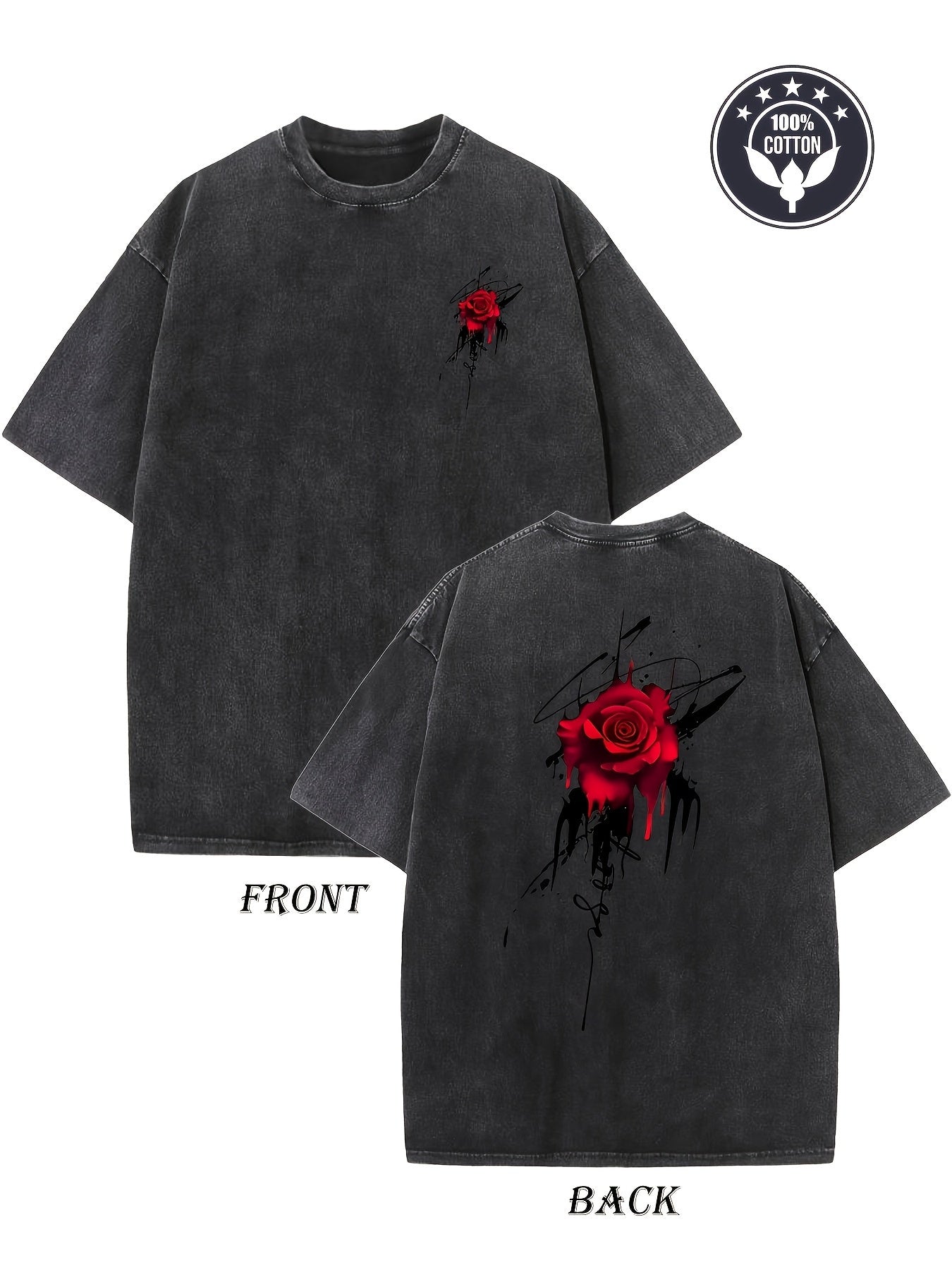 Men's Heavyweight 230g Washed Cotton T-Shirt - Vintage American Streetwear Oversized Short Sleeve, Breathable Round Neck Tee with Urban Style for all-Season Casual Wear, Durable Loose Fit Shirt