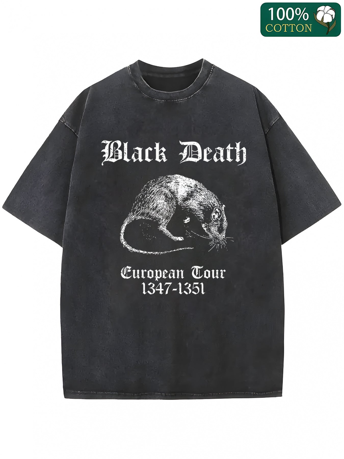 1pc, 230g Washed, Vintage Letter Print, High-Quality Wax Print Cotton Vintage Fashion Brand, Suitable for Summer, Has a Certain Thickness, Holiday Gift, Summer Fashion, Seasonal Clothing, Retro Style, Classic Design, Soft Texture, Highquality Fabric